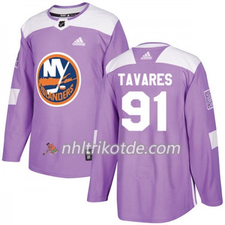 New York Islanders Trikot John Tavares 91 Adidas 2017-2018 Lila Fights Cancer Practice Authentic - Herren